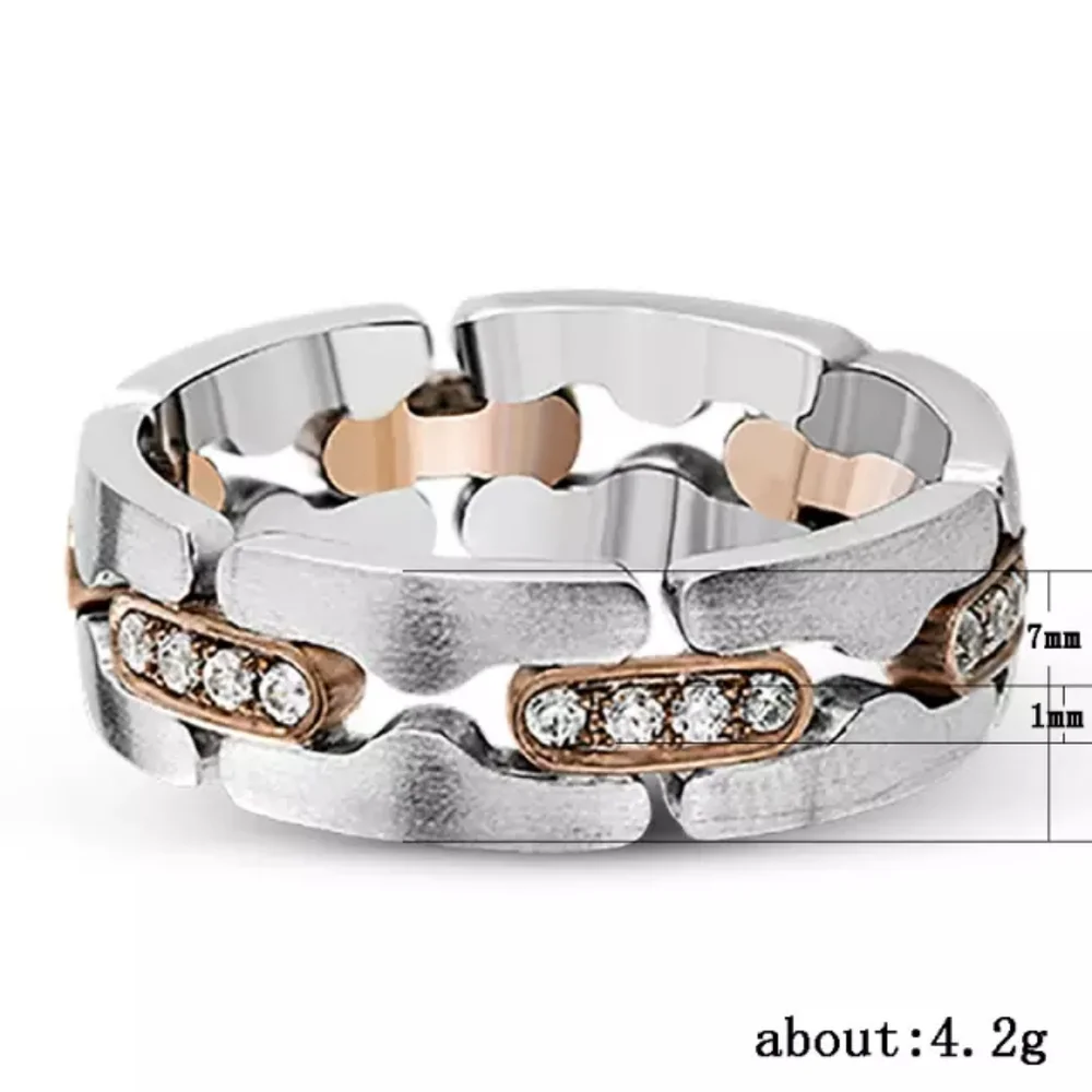 New Unisex Two Tone Diamond Ring - Picture 5 of 5